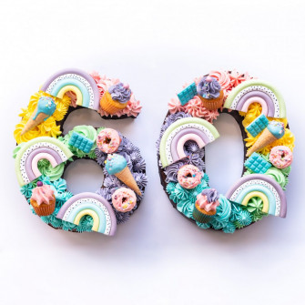 Zahlenkuchen Pastell Regenbogen
