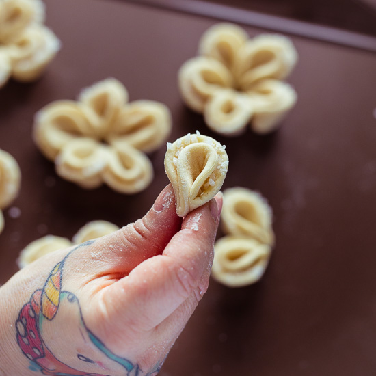 und dann so zusammengedrückt