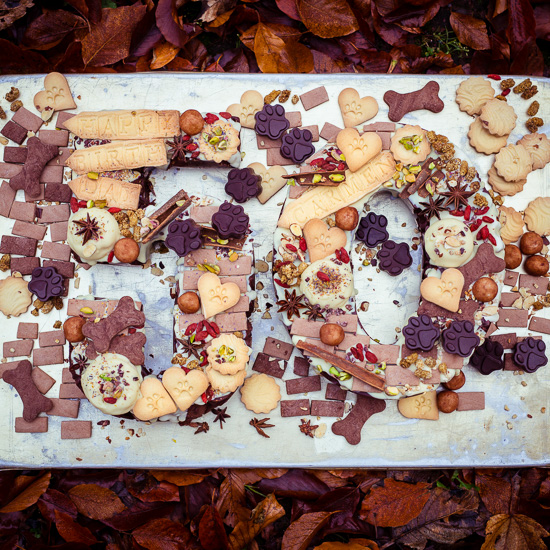 Diesen Zahlenkuchen mit viel Hundezeugs habe ich für Carmen gemacht