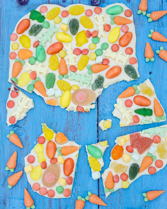 Bei dem Schokoladenbruch habe ich mich farblich an Orange, Gelb und Grün orientiert