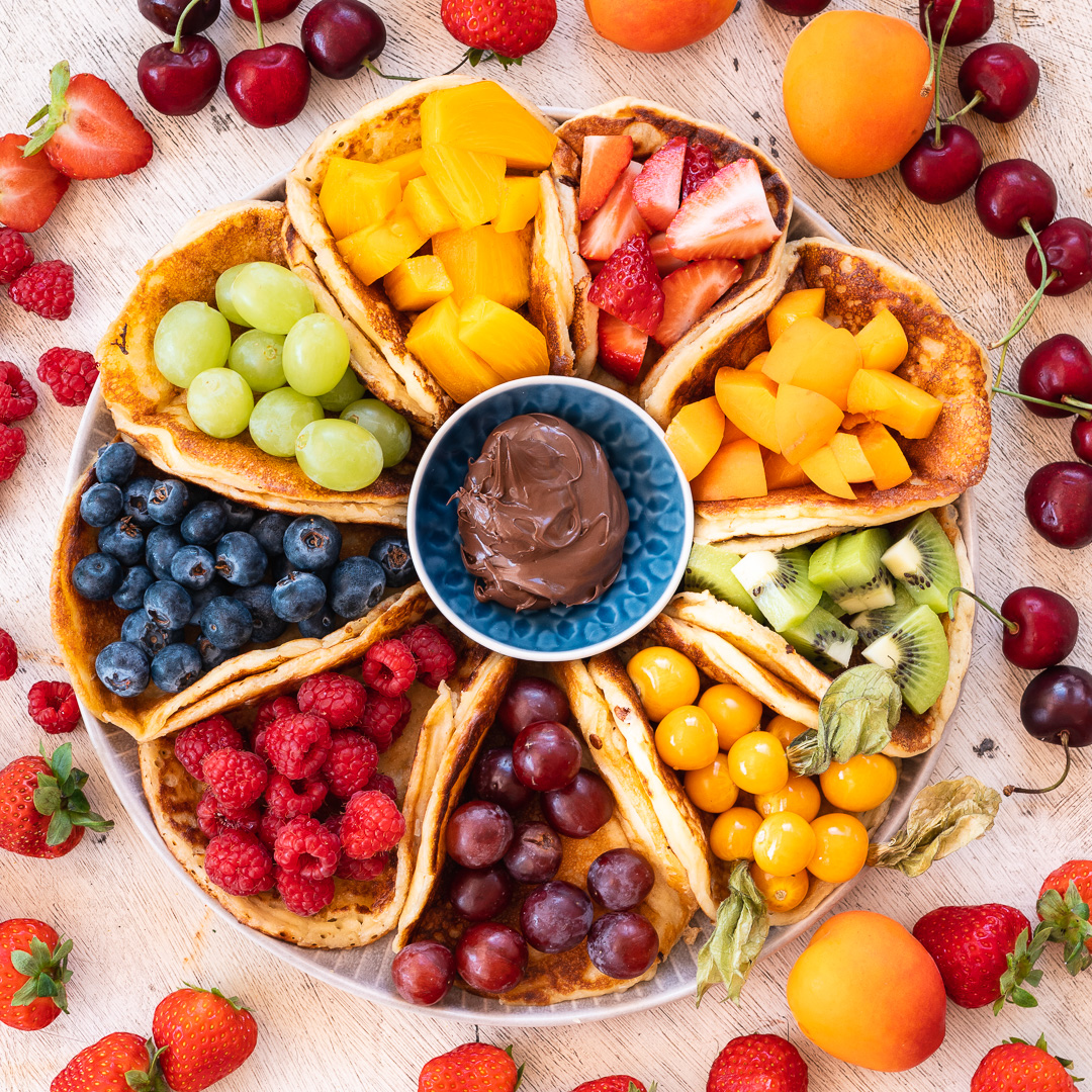 Mehr über den Artikel erfahren Pancakes mit Obst und Nuss Nougat Creme
