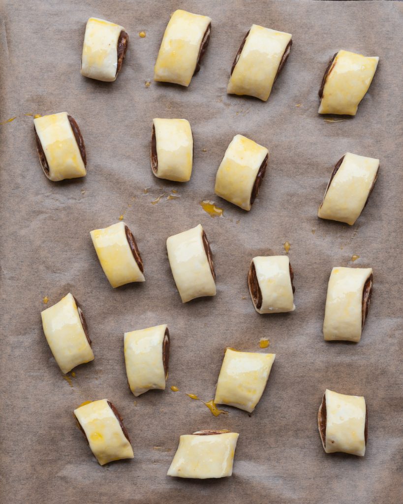 So sehen die Nuss Nougat Schnecken vor dem Backen aus