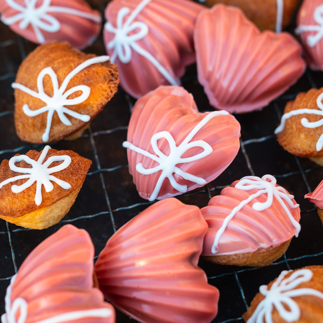 Mehr über den Artikel erfahren Madeleines mit Rosa Schokolade