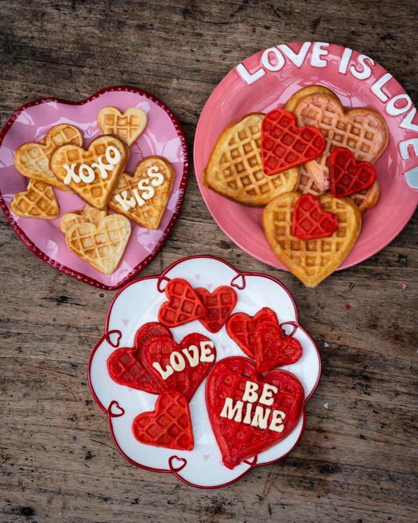 Herz Waffeln am Valentinstag