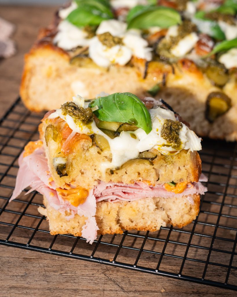 Belegtes Focaccia Sandwich