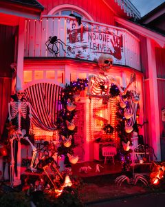 Mehr über den Artikel erfahren Der Eingang vom Rosa Haus an Halloween