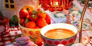 Schokoladenfondue mit Wärmelampe